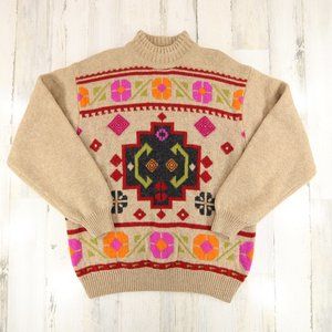 Vintage United Colors of Benetton Southwestern Shetland Wool Sweater Medium